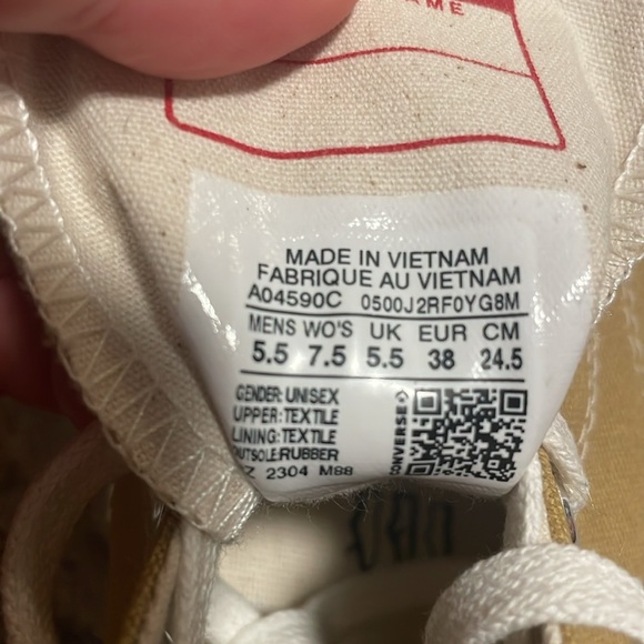 NWOT. Mustard color Converse high top shoes. Women’s size 7.5 men’s size 5.5. - Picture 7 of 7